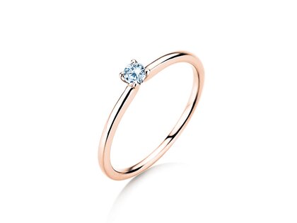 Engagement ring Classic 4 in 18K rosé gold with diamond 0.10ct H/SI