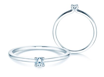Engagement ring Classic 4 in 14K white gold with diamond 0.10ct G/SI