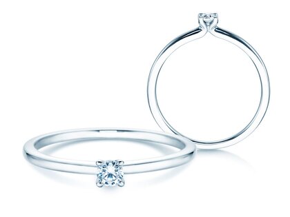Engagement ring Classic 4 in 18K white gold with diamond 0.10ct H/SI