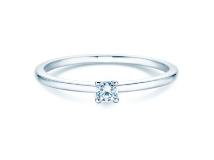 Engagement ring Classic 4 in 18K white gold with diamond 0.10ct H/SI