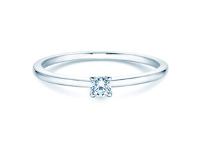Engagement ring Classic 4 in 18K white gold with diamond 0.10ct H/SI
