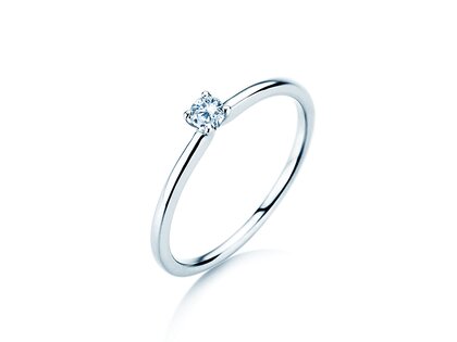 Engagement ring Classic 4 in 18K white gold with diamond 0.10ct H/SI