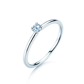 Engagement ring Classic 4 in 18K white gold with diamond 0.10ct H/SI