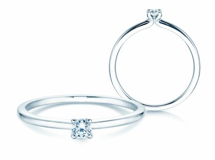 Engagement ring Classic 4 in platinum 950/- with diamond 0.10ct G/SI