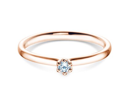 Engagement ring Classic 6 in 14K rosé gold with diamond 0.05ct G/IF