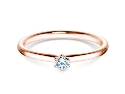 Engagement ring Classic 6 in 14K rosé gold with diamond 0.07ct G/VS