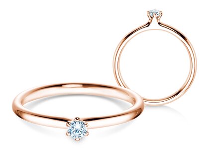 Engagement ring Classic 6 in 14K rosé gold with diamond 0.07ct G/VS