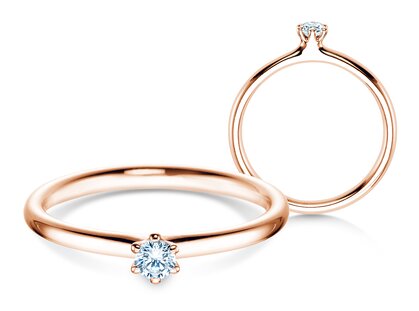 Engagement ring Classic 6 in 14K rosé gold with diamond 0.10ct G/SI