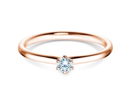 Engagement ring Classic 6 in 18K rosé gold with diamond 0.10ct H/SI
