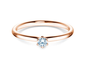Engagement ring Classic 6 in 18K rosé gold with diamond 0.10ct H/SI