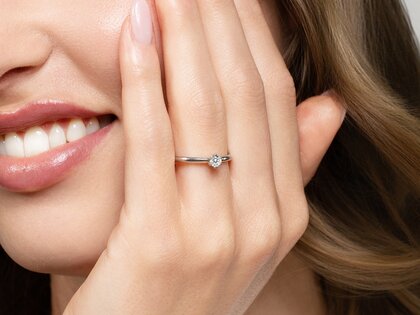 Engagement ring Classic 6 in 14K rosé gold with diamond 0.15ct G/SI