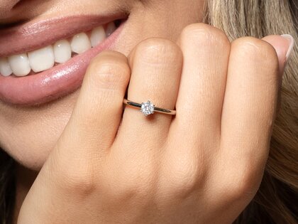 Engagement ring Classic 6 in 14K yellow gold with diamond 0.20ct G/SI