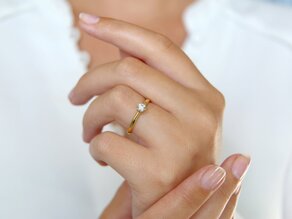 Engagement ring Classic 6 in 18K yellow gold with diamond 0.25ct D/IF