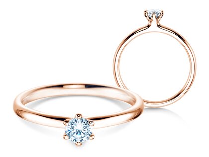 Engagement ring Classic 6 in 9K rosé gold with diamond 0.25ct G/SI