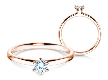 Engagement ring Classic 6 in 14K rosé gold with diamond 0.25ct H/SI
