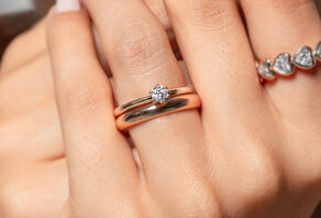 Engagement ring Classic 6 in 9K rosé gold with diamond 0.25ct G/SI