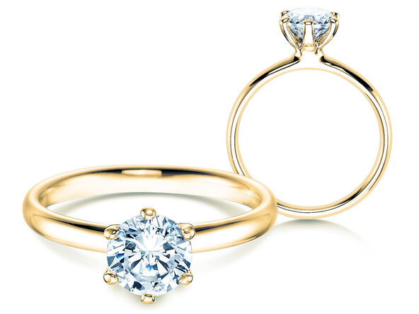 Engagement ring Classic 6 in 14K yellow gold with diamond 1.25ct H/SI
