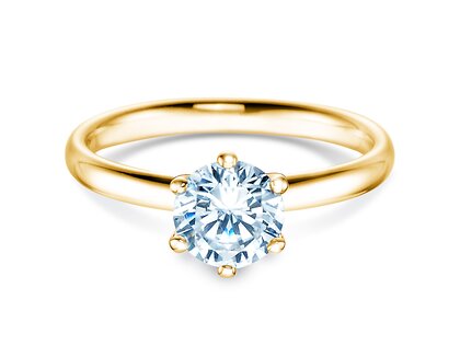 Engagement ring Classic 6 in 14K yellow gold with lab-grown diamond 1.00ct E/VS