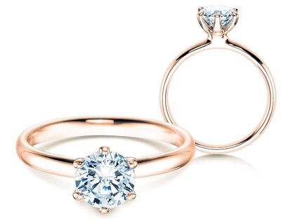 Engagement ring Classic 6 in 14K rosé gold with diamond 1.25ct H/SI
