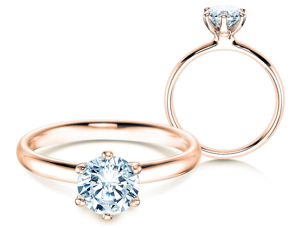 Engagement ring Classic 6 in 14K rosé gold with diamond 1.25ct H/SI