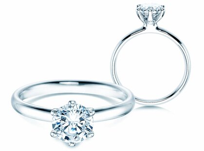 Engagement ring Classic 6 in platinum 950/- with lab-grown diamond 2.00ct D/IF