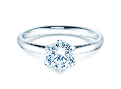 Engagement ring Classic 6 in 9K white gold with diamond 1.00ct H/SI