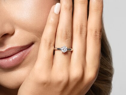 Engagement ring Classic 6 in 14K yellow gold with diamond 0.75ct G/SI
