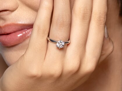 Engagement ring Classic 6 in 9K white gold with diamond 1.00ct H/SI