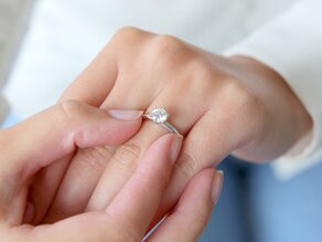 Engagement ring Classic 6 in 14K white gold with diamond 0.75ct H/SI
