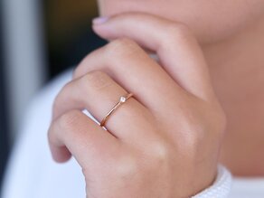 Engagement ring Classic 6 in 14K rosé gold with diamond 0.05ct G/IF