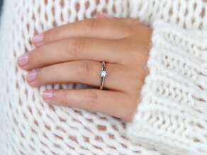 Engagement ring Classic 6 in 14K white gold with diamond 0.20ct H/SI