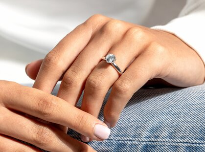 Engagement ring Classic 6 in 9K white gold with diamond 1.00ct H/SI