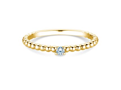 Engagement ring Classic Beads in 14K yellow gold with diamond 0.05ct H/SI