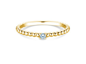 Engagement ring Classic Beads in 14K yellow gold with diamond 0.05ct H/SI