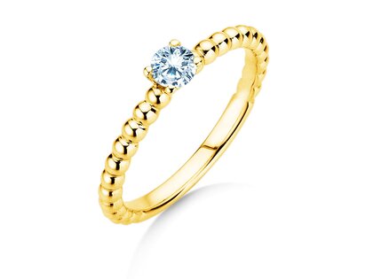 Engagement ring Classic Beads in 14K yellow gold with diamond 0.05ct H/SI