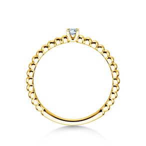 Engagement ring Classic Beads in 14K yellow gold with diamond 0.05ct H/SI