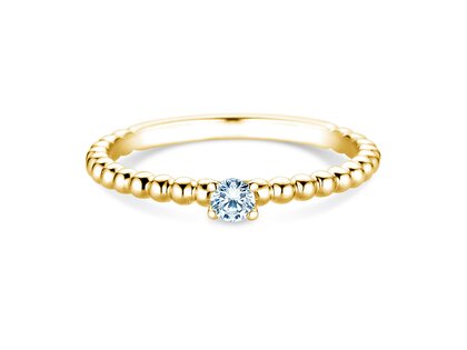 Engagement ring Classic Beads in 14K yellow gold with diamond 0.10ct H/SI