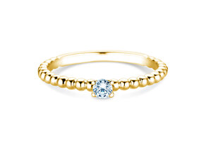 Engagement ring Classic Beads in 14K yellow gold with diamond 0.10ct H/SI