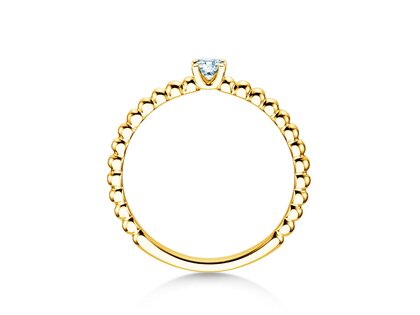 Engagement ring Classic Beads in 14K yellow gold with diamond 0.10ct H/SI