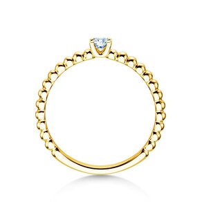 Engagement ring Classic Beads in 14K yellow gold with diamond 0.10ct H/SI
