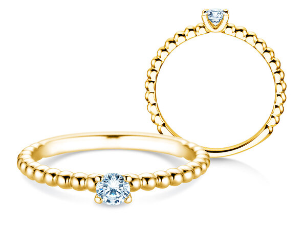 Engagement ring Classic Beads in 18K yellow gold with diamond 0.20ct G/VS