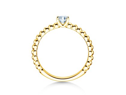 Engagement ring Classic Beads in 14K yellow gold with lab-grown diamond 0.25ct E/VS