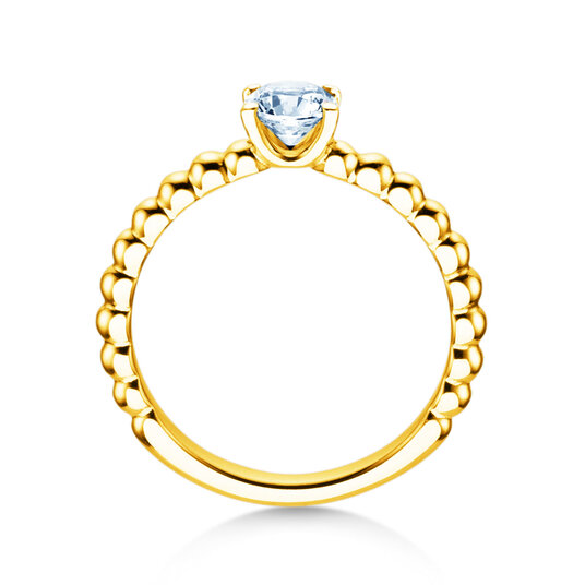 Engagement ring Classic Beads in 9K yellow gold with diamond 0.50ct