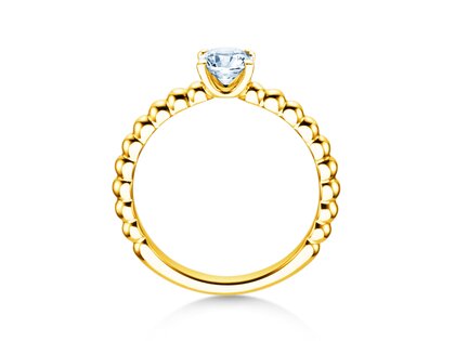 Engagement ring Classic Beads in 18K yellow gold with diamond 0.60ct H/SI