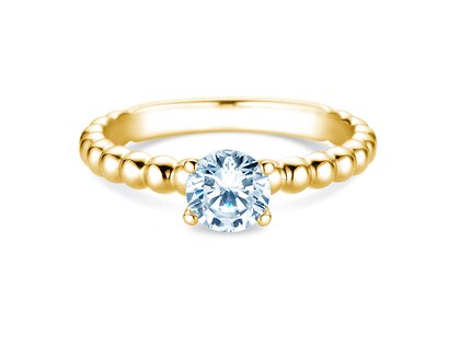 Engagement ring Classic Beads in 18K yellow gold with lab-grown diamond 0.75ct E/VS
