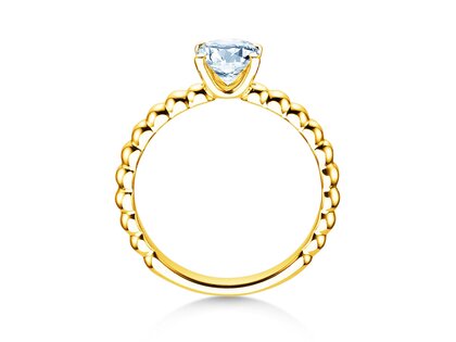 Engagement ring Classic Beads in 18K yellow gold with lab-grown diamond 0.75ct E/VS