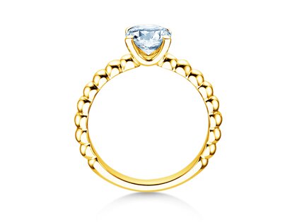 Engagement ring Classic Beads in 14K yellow gold with lab-grown diamond 1.00ct E/VS