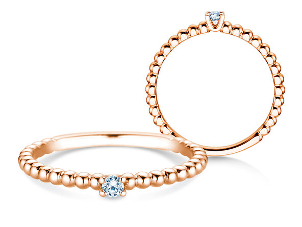 Engagement ring Classic Beads in 14K rosé gold with diamond 0.05ct G/SI