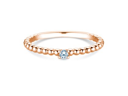 Engagement ring Classic Beads in 14K rosé gold with diamond 0.05ct G/SI
