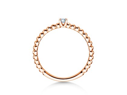 Engagement ring Classic Beads in 14K rosé gold with diamond 0.05ct G/SI